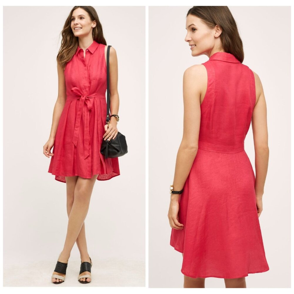 Anthropologie Vibrant Pink Mini Dress